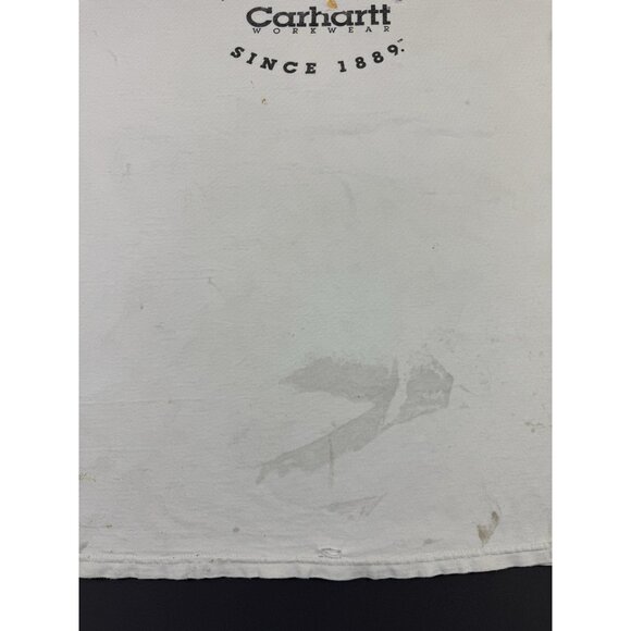 Rare Vintage Y2K Carhartt Hard At Work Thrashed Worn White Shirt Workwear Hype - Picture 6 of 15